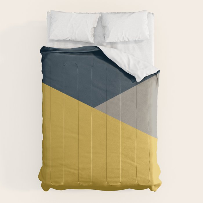 Envelope - Minimalist Geometric Color Block in Light Mustard Yellow, Navy Blue, and Gray Comforter Gallery Image 6