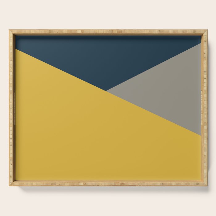 Envelope - Minimalist Geometric Color Block in Light Mustard Yellow, Navy Blue, and Gray Serving Tray Gallery Image 1