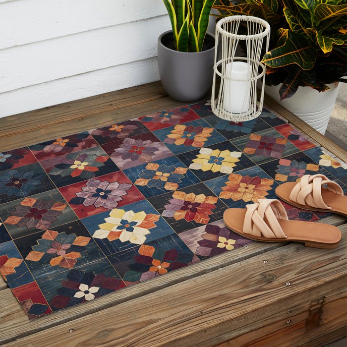 Amethyst Trail Patchwork Outdoor Rug Gallery Image 2