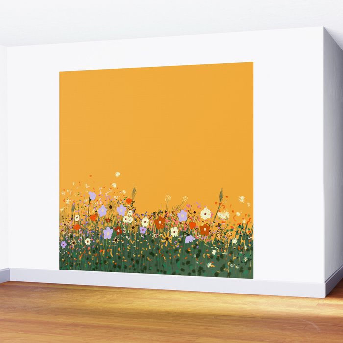 Meadow in summer yellow  Wall Mural Gallery Image 2