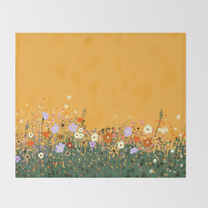Meadow in summer yellow  Throw Blanket Gallery Image 2