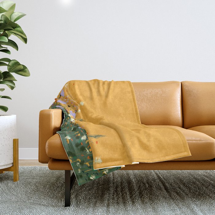 Meadow in summer yellow  Throw Blanket Gallery Image 1