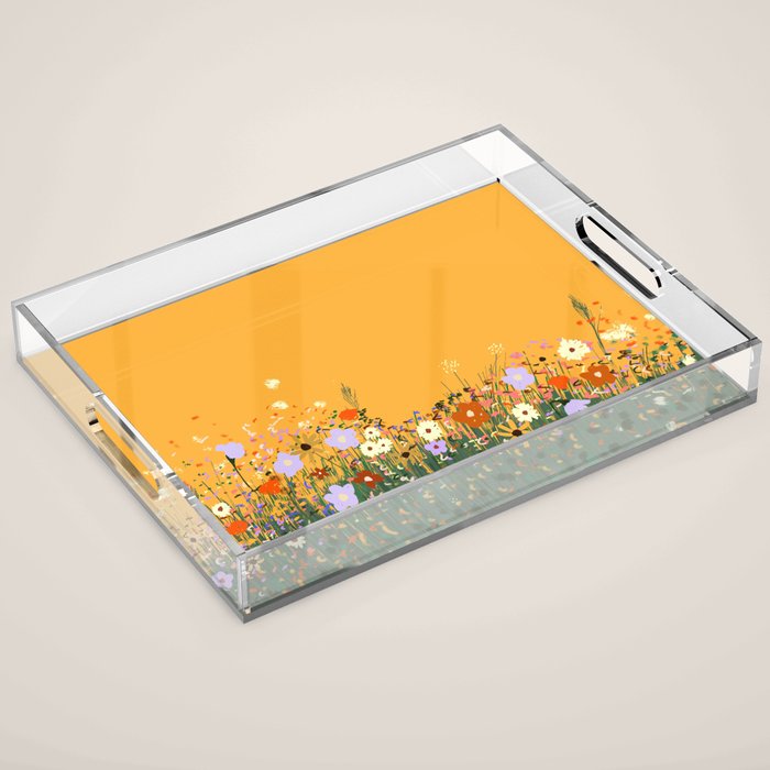 Meadow in summer yellow  Acrylic Tray Gallery Image 1