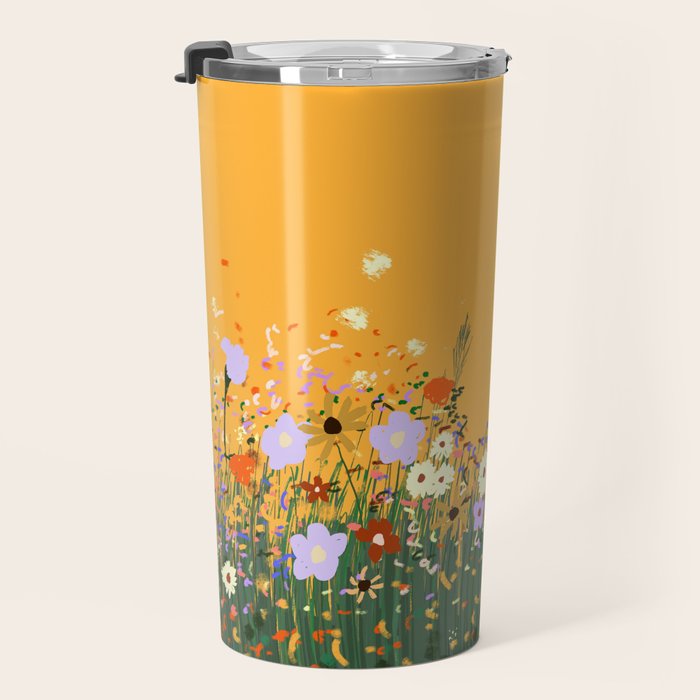 Meadow in summer yellow  Travel Mug Gallery Image 3