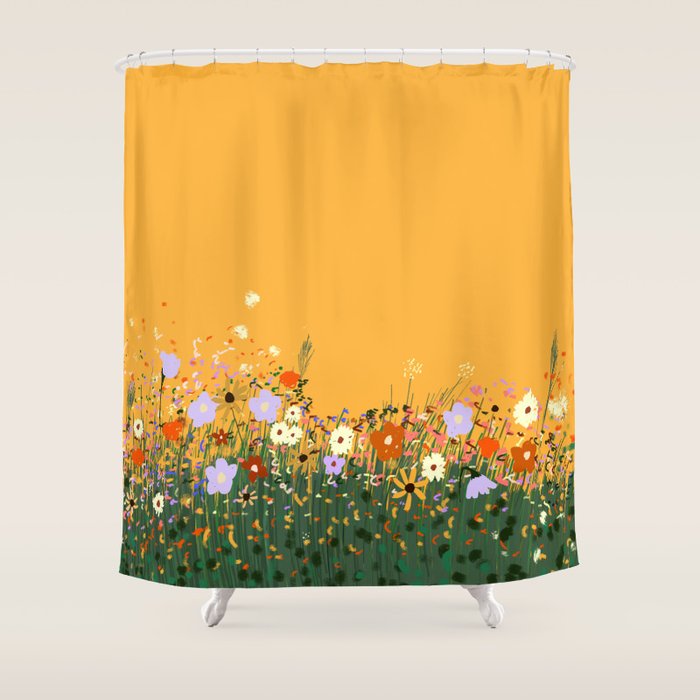 Meadow in summer yellow  Shower Curtain Gallery Image 1