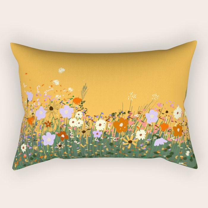 Meadow in summer yellow  Rectangular Pillow Gallery Image 1