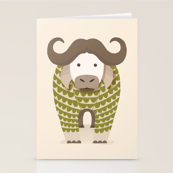 Whimsical Cape Buffalo Stationery Card Gallery Image 2