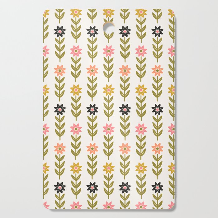 Hand-drawn Wildflowers -  Pink & Gold Cutting Board Gallery Image 1