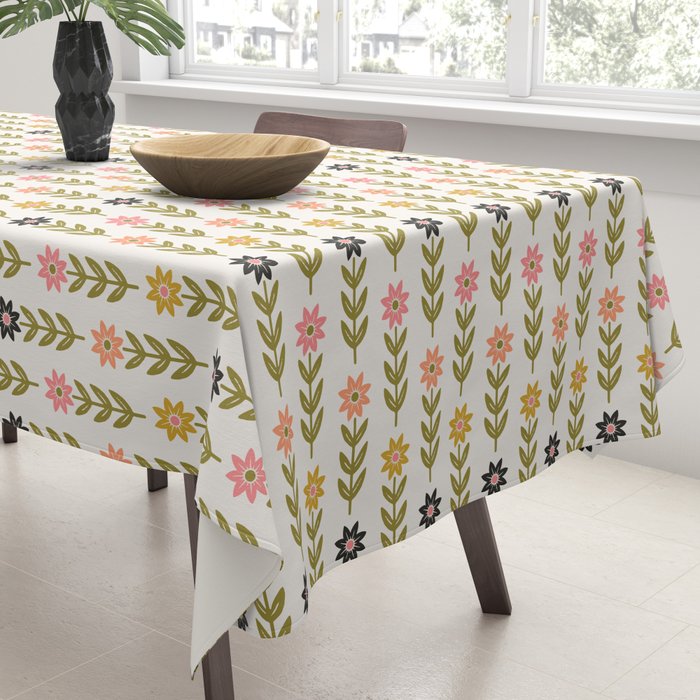 Hand-drawn Wildflowers -  Pink & Gold Tablecloth Gallery Image 3
