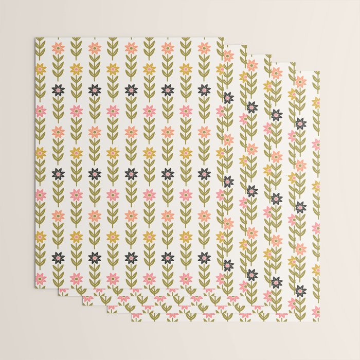 Hand-drawn Wildflowers -  Pink & Gold Wrapping Paper Gallery Image 3
