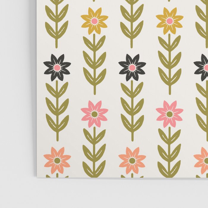 Hand-drawn Wildflowers -  Pink & Gold Poster Gallery Image 3