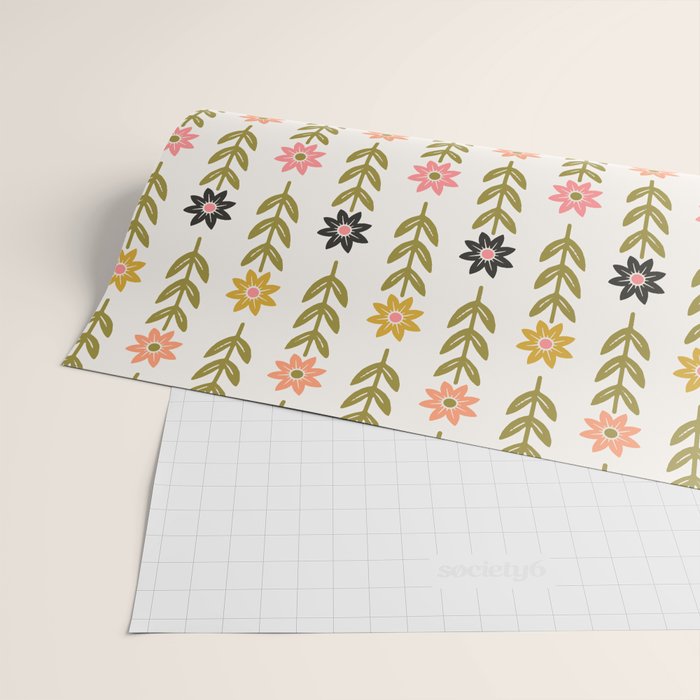 Hand-drawn Wildflowers -  Pink & Gold Wrapping Paper Gallery Image 2