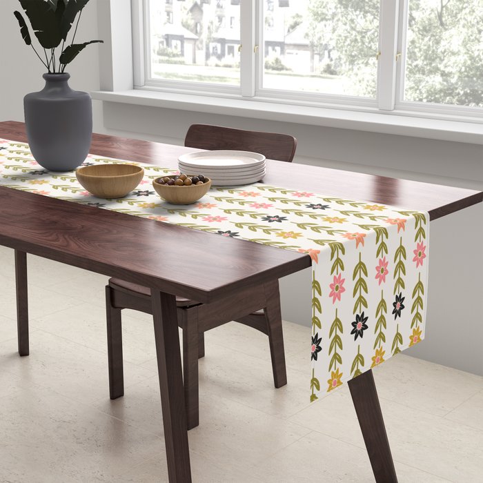 Hand-drawn Wildflowers -  Pink & Gold Table Runner Gallery Image 2