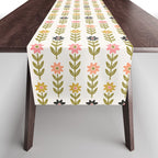 Hand-drawn Wildflowers -  Pink & Gold Table Runner Gallery Image 1