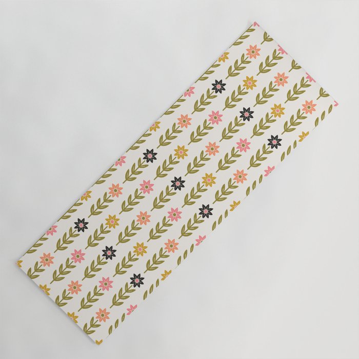 Hand-drawn Wildflowers -  Pink & Gold Yoga Mat Gallery Image 1
