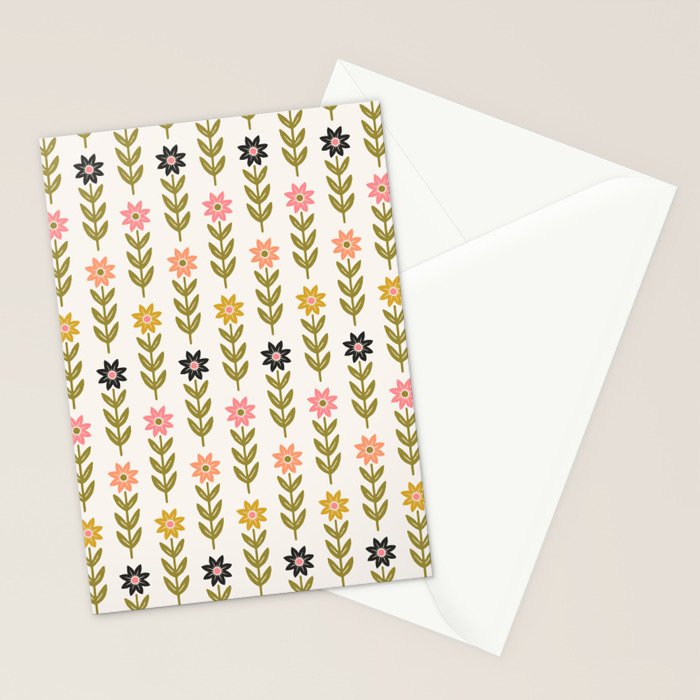 Hand-drawn Wildflowers -  Pink & Gold Stationery Card Gallery Image 2