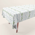 Soft Blue Green Emma Stripe Tablecloth Gallery Image 1