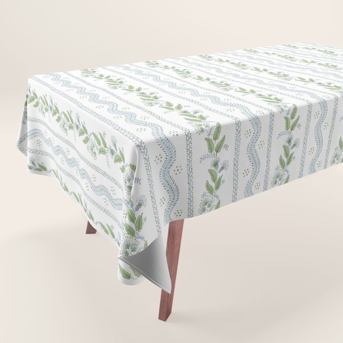 Soft Blue Green Emma Stripe Tablecloth Gallery Image 1
