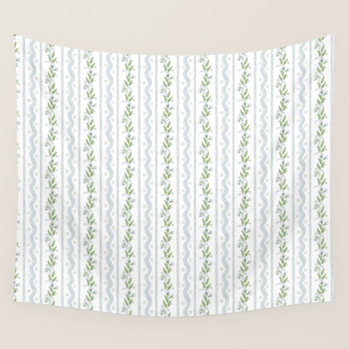 Soft Blue Green Emma Stripe Wall Tapestry Gallery Image 4