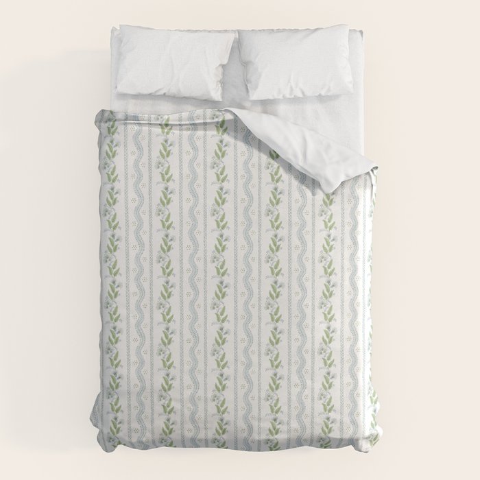 Soft Blue Green Emma Stripe Duvet Cover Gallery Image 6