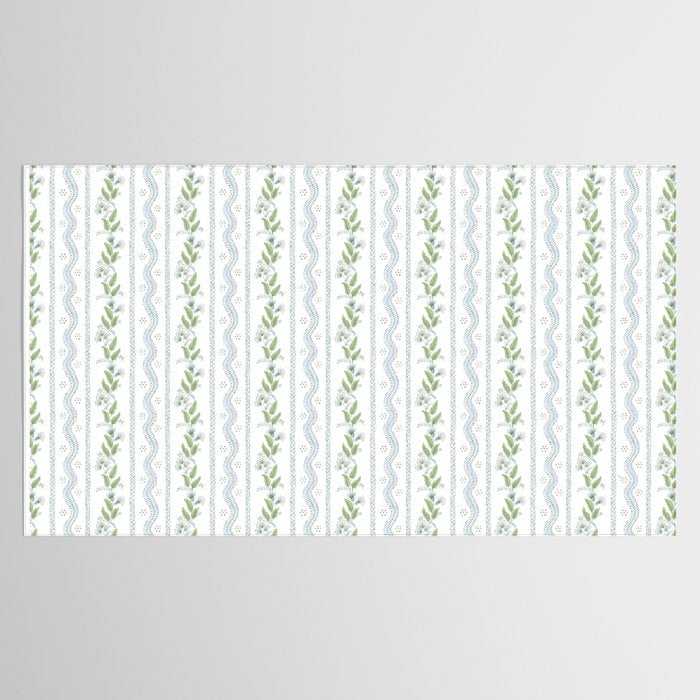 Soft Blue Green Emma Stripe Tablecloth Gallery Image 2