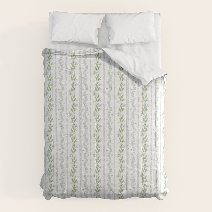 Soft Blue Green Emma Stripe Comforter Gallery Image 1