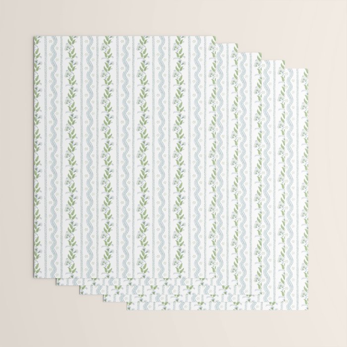 Soft Blue Green Emma Stripe Wrapping Paper Gallery Image 3