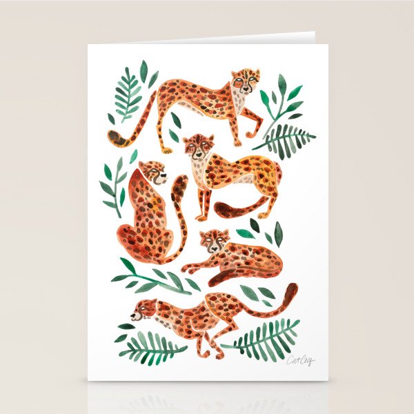 Cheetah Collection - Orange & Green Palette Stationery Card Gallery Image 1