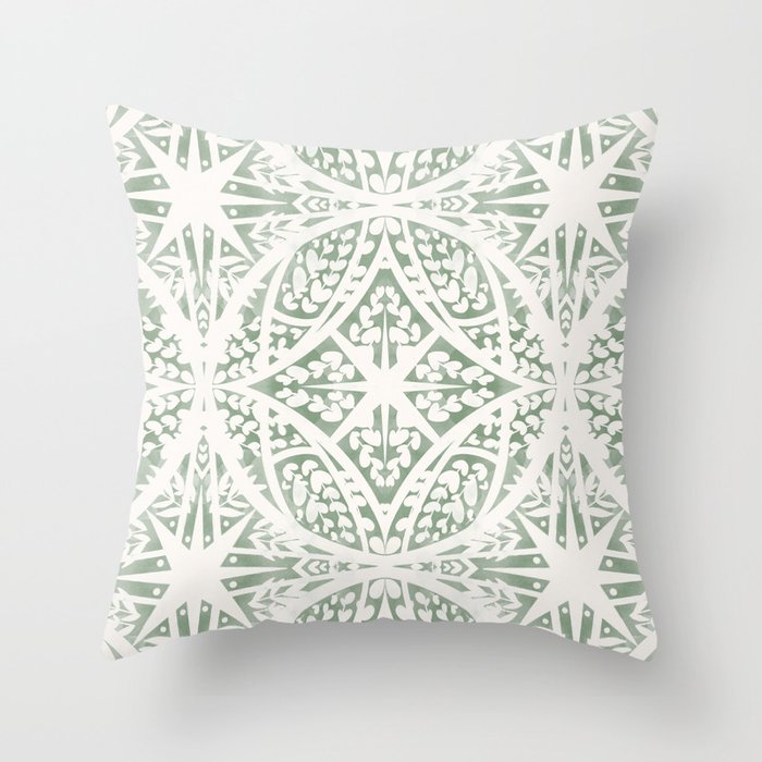 Green Nature Fantasy Tiles B Throw Pillow Gallery Image 6