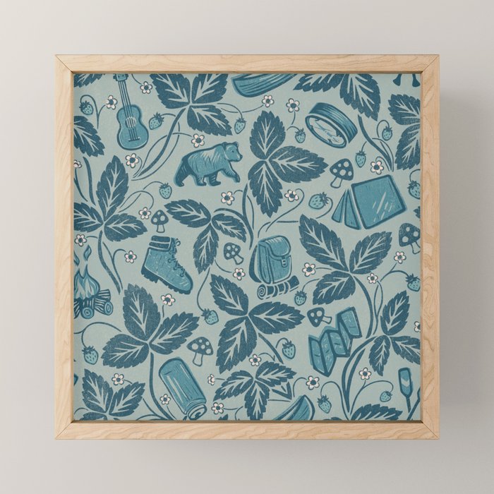 Summer Camping - blue Mini Art Print Gallery Image 1