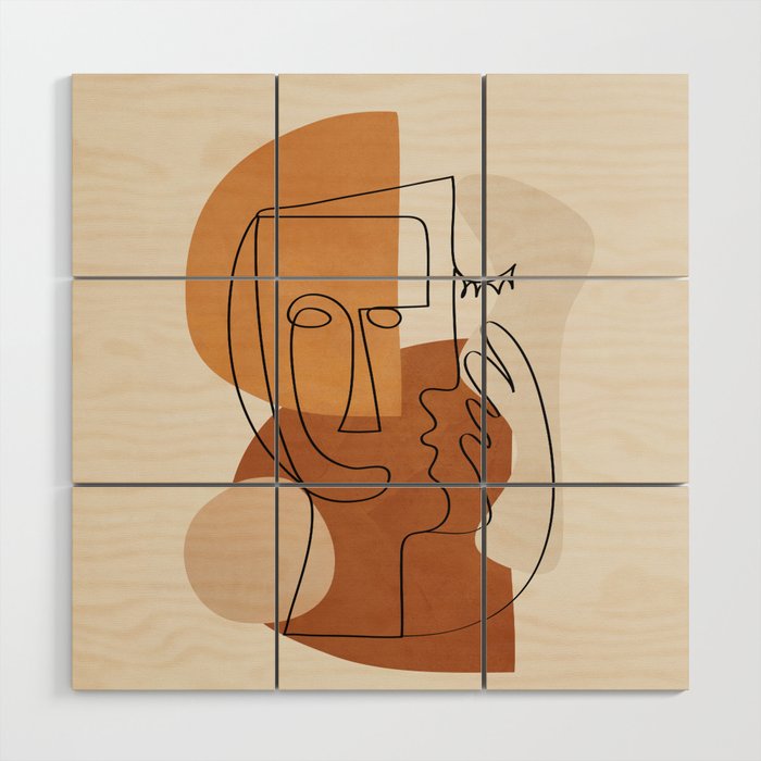 Abstract Clay Faces I Wood Wall Art Gallery Image 1