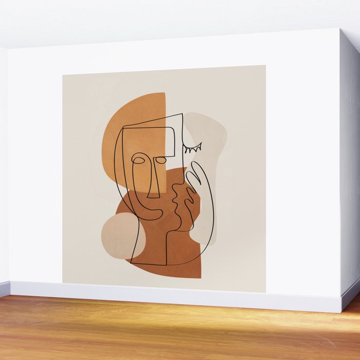 Abstract Clay Faces I Wall Mural Gallery Image 2