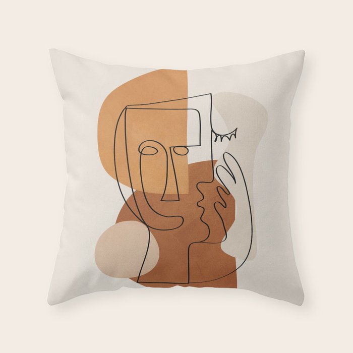 Abstract Clay Faces I Throw Pillow Gallery Image 6