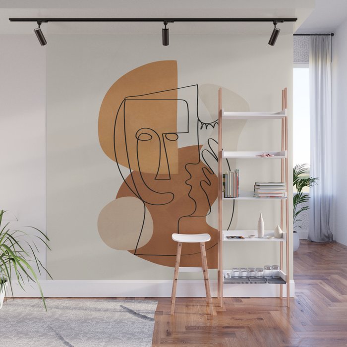 Abstract Clay Faces I Wall Mural Gallery Image 1