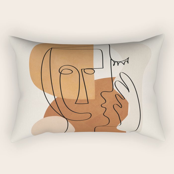 Abstract Clay Faces I Rectangular Pillow Gallery Image 2