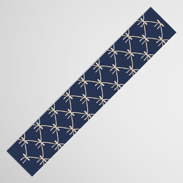 Bows & Ribbons Pattern XLII Dark Navy Blue Table Runner Gallery Image 3