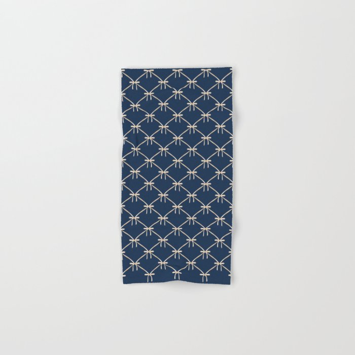 Bows & Ribbons Pattern XLII Dark Navy Blue Bath Towel Gallery Image 1