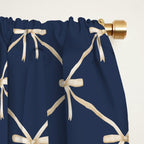 Bows & Ribbons Pattern XLII Dark Navy Blue Window Curtain Gallery Image 2
