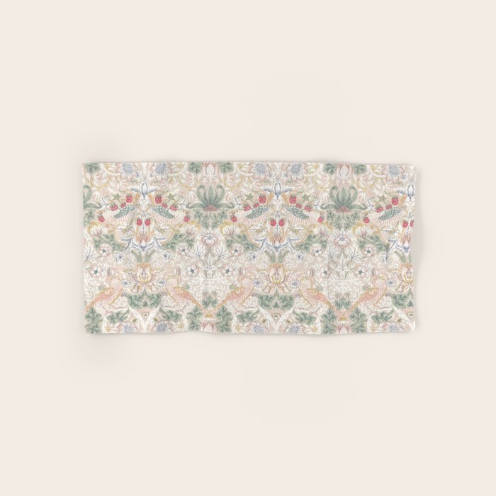 William Morris Vintage Strawberry Thief Soft Cream Pattern Bath Towel Gallery Image 1