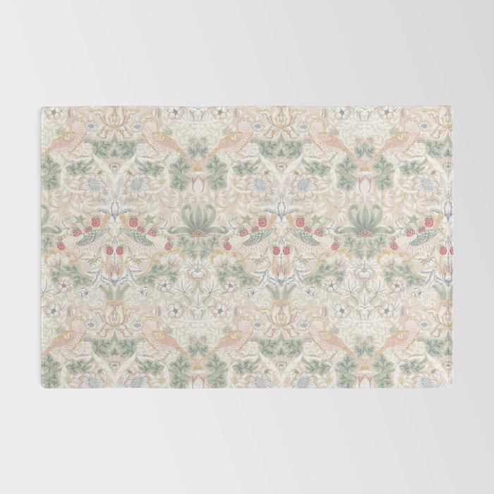 William Morris Vintage Strawberry Thief Soft Cream Pattern Rug Gallery Image 2