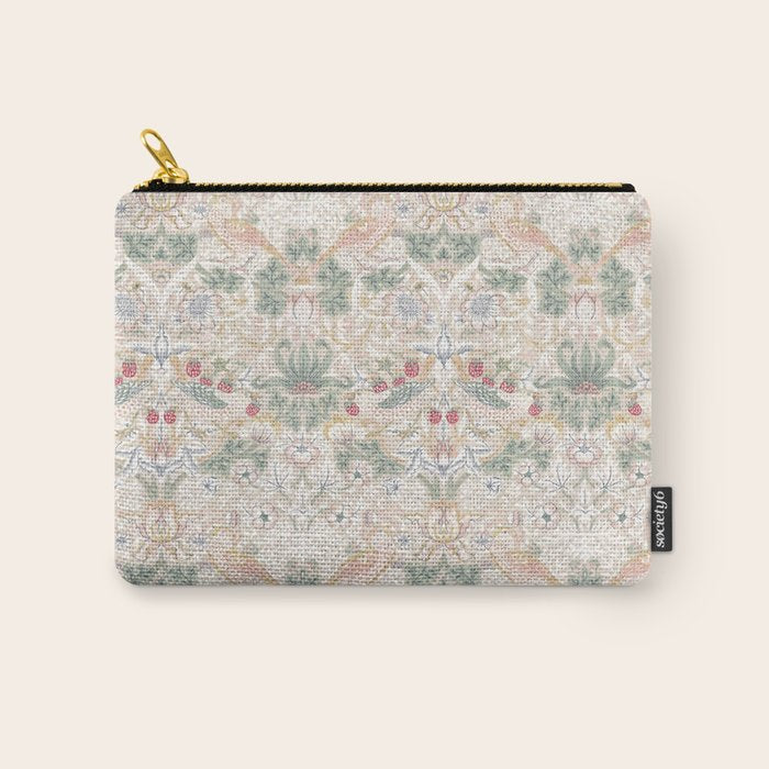 William Morris Vintage Strawberry Thief Soft Cream Pattern Carry All Pouch Gallery Image 1