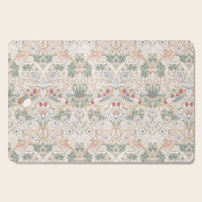 William Morris Vintage Strawberry Thief Soft Cream Pattern Cutting Board Gallery Image 1