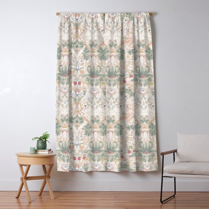 William Morris Vintage Strawberry Thief Soft Cream Pattern Window Curtain Gallery Image 5