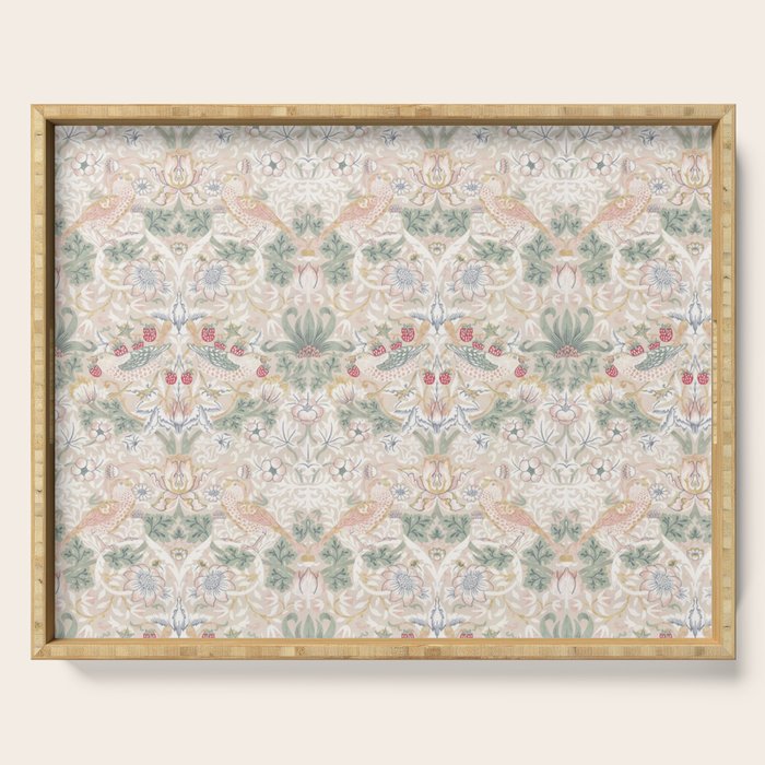 William Morris Vintage Strawberry Thief Soft Cream Pattern Serving Tray Gallery Image 1