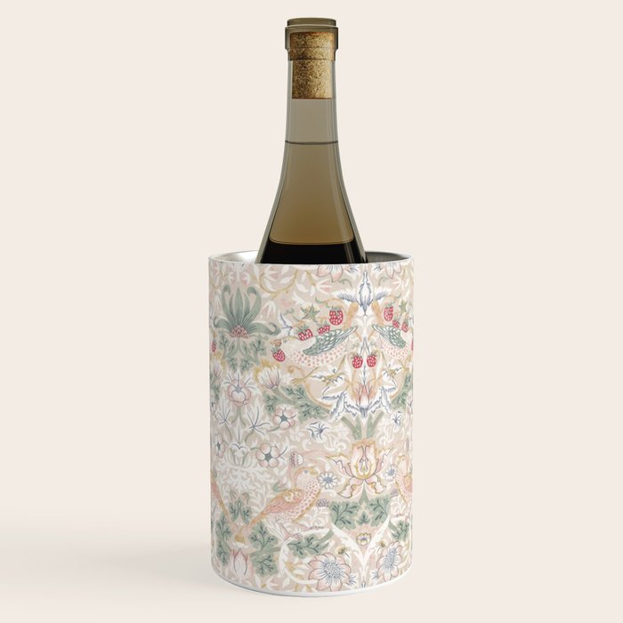 William Morris Vintage Strawberry Thief Soft Cream Pattern Wine Chiller Gallery Image 1
