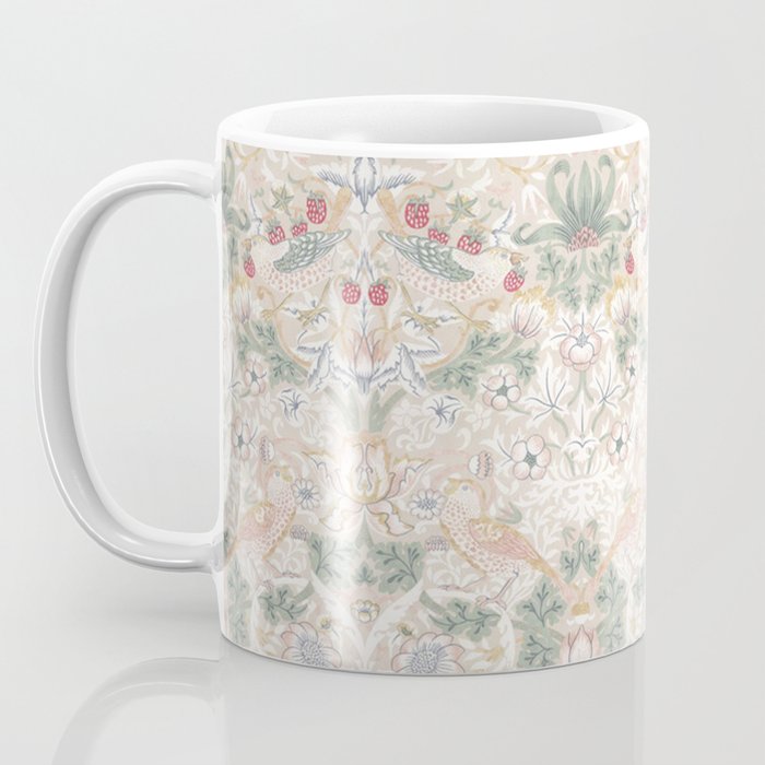 William Morris Vintage Strawberry Thief Soft Cream Pattern Coffee Mug Gallery Image 3