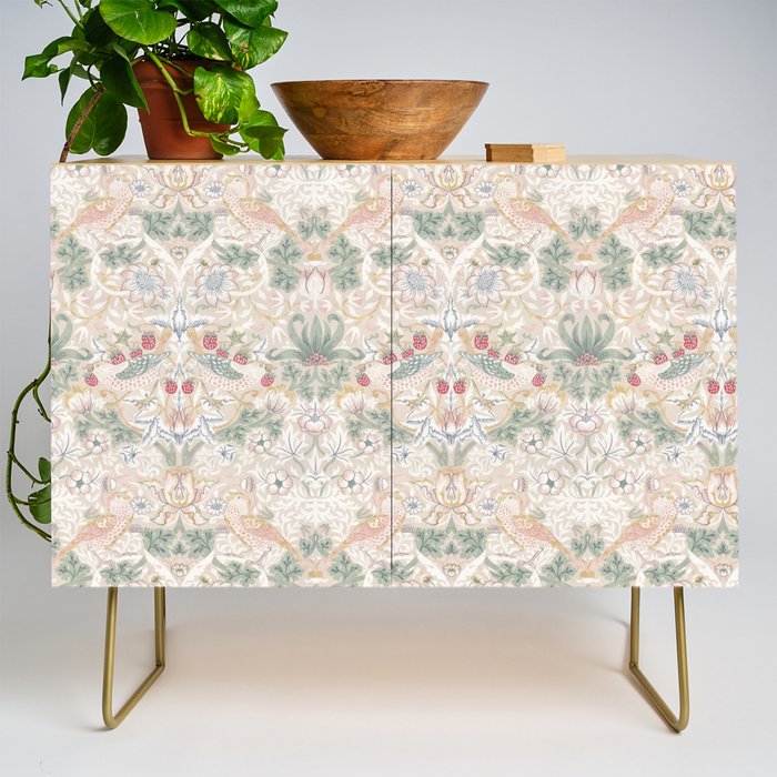 William Morris Vintage Strawberry Thief Soft Cream Pattern Credenza Gallery Image 1