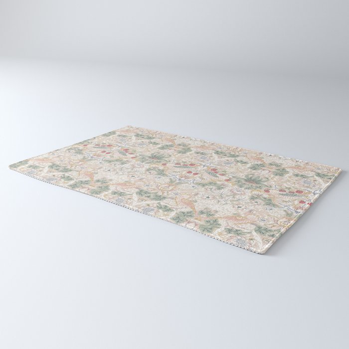 William Morris Vintage Strawberry Thief Soft Cream Pattern Rug Gallery Image 3
