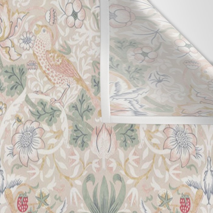 William Morris Vintage Strawberry Thief Soft Cream Pattern Wall Tapestry Gallery Image 3