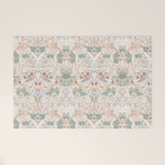 William Morris Vintage Strawberry Thief Soft Cream Pattern Welcome Mat Gallery Image 1